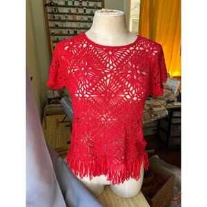 Chico’s women’s Sm XS Sz 0 red loose weave Summer top, excellent condition